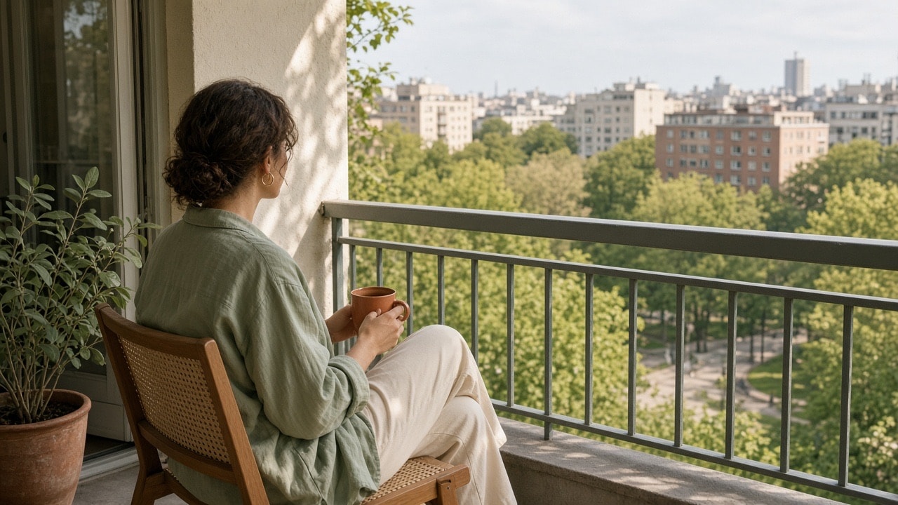 A quiet morning on a city balcony